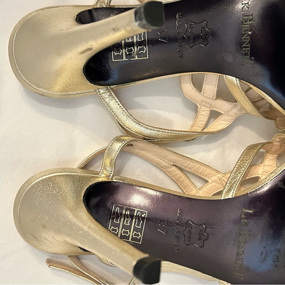 L.K. Bennett Gold Strappy Feria Heels‎ Size EU 37 - Picture 12 of 14